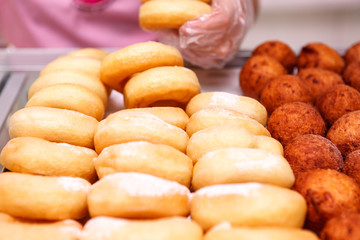 Assorted donuts with sugar