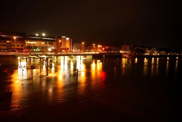 Nachtaufnahme, Weser, Hochwasser, Minden