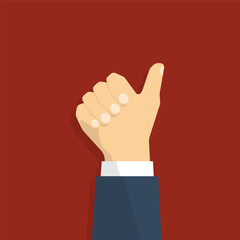 Hand show thumbs up. Vector in flat design style