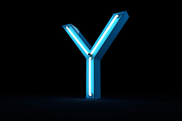 Neon light alphabet 3d rendering