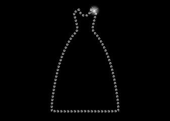 Fototapeta premium Diamond Crystals Paved Outline of Party Long Dress - Vector Glamor Rhinestones Fashion Evening Gown Icon 