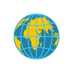 Planet earth icon. Flat illustration of planet earth vector icon isolated on white background