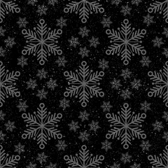 Naklejka na ściany i meble Seamless christmas pattern with monochrome snowflakes on chalkboard