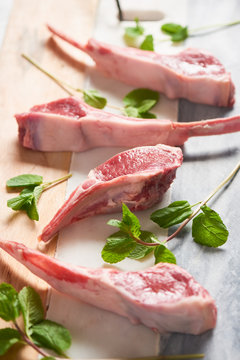 Raw Lamb Chops with Mint