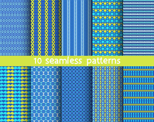 10 seamless patterns for universal background. Can be used for textile, website background, book cover, packaging.