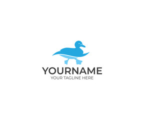 Duck Swims Logo Template. Bird Vector Design. Animal Illustration