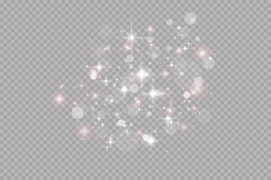 Glow light effect. Vector illustration. Christmas flash. dust
