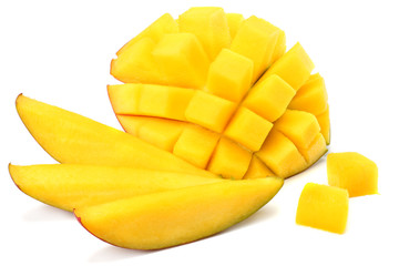 mango slice isolated on white background. top view