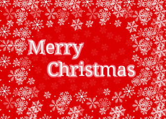 Red abstract Christmas background with white snowflakes