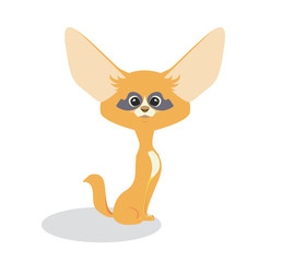 Cute cartoon fennec . Cute red small fox