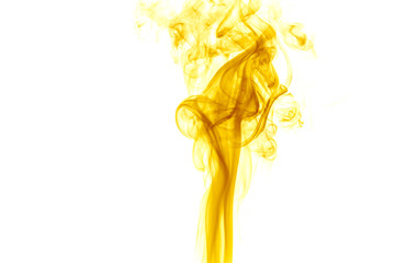 Yellow smoke on white background