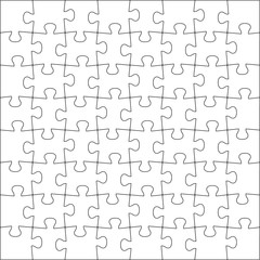 White empty puzzle, vector seamless line background or pattern