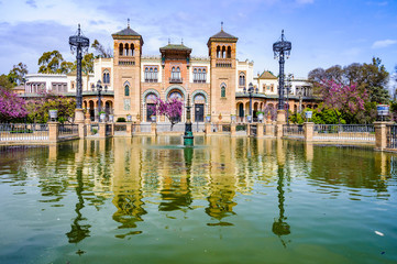 Reflection in Plaza de America in Seville, Spain