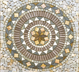 Beautiful circle mosaic tile pattern for entrance hall or hallway.