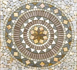 Fototapete Mosaik Schönes Kreismosaik-Fliesenmuster für Eingangshalle oder Flur.
