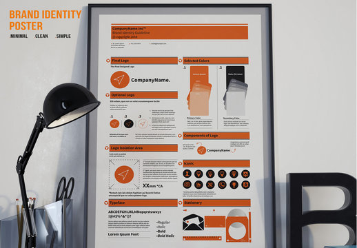 Brand Identity Poster with Orange Accents