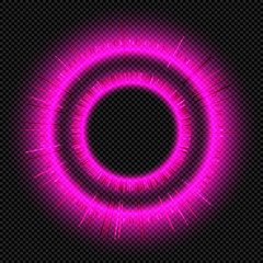 Pink Shining Round Music Equalizer Scale  on Transparent Background  - Vector Glowing Neon Spiral
