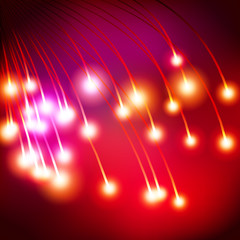 Red Shine Star Rain  on Crimson Background  - Vector Radiant Meteor Firework
