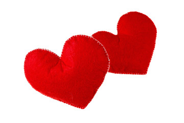 Red hearts isolated on white background. Concept of love.