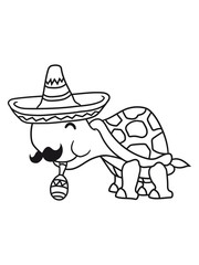 mexikaner rassel party tanzen musik feiern mustache schnurrbart sombrero hut südamerika klein schildkröte süß niedlich comic cartoon clipart land beine