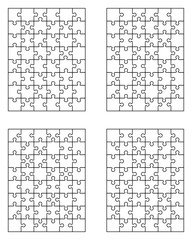 Vector illustration of four different white puzzles, separate pieces