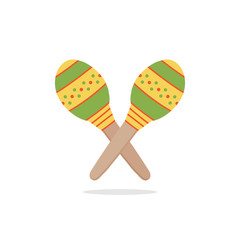 Couple of cute doodle mexican musical instruments maracas isolated on white background.