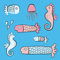 Sea life doodles