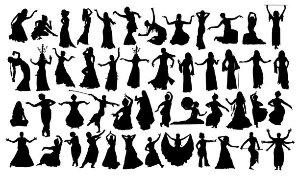 Set of oriental dance silhouettes