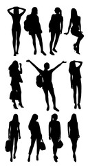 Set of girl silhouettes
