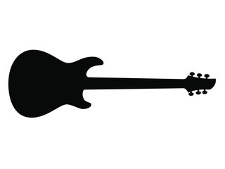 High Quality Hand Drawn Black Silhouette of an Heavy Metal Guitar