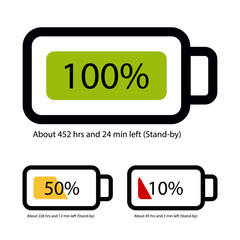 Battery Status Full, Half And Empty - Editable Vector Icons