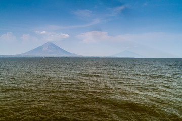 Ometepe island in Nicaragua lake. Volcanoes Concepcion (left) and Maderas (right).