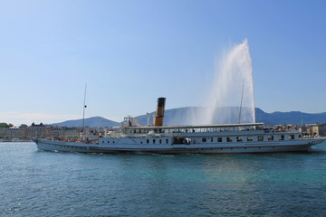 Le fameux jet d'eau de Genève, Suisse