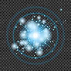 Blue Shine Flash on Transparent Background  - Vector Radiant Sparkle
