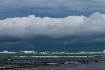 Stormy weather and a sea in Puerto Viejo de Talamanca, Costa Rica