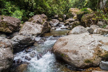 Naklejka na ściany i meble Rapids of Rio Hornito river in Panama