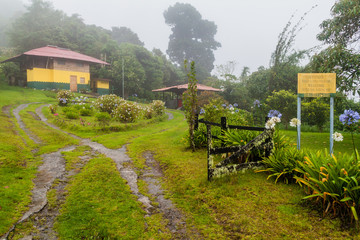 Ranger station of National Park Volcan Baru during rainy season, Panama.