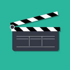 Movie clapper board flat icon, isolated vector on green background - 187065395