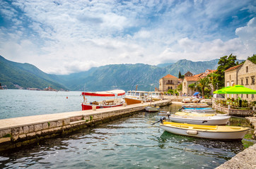 Fototapeta na wymiar beautiful mediterranean landscape. Mountains near town Perast, Kotor bay (Boka Kotorska), Montenegro.