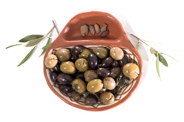 Green and black olives