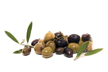 Green and black olives