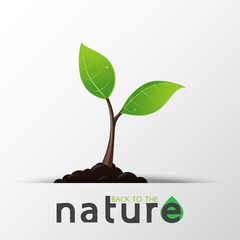 Save the nature.Green seedling in the ground with eco concept design.Vector illustration.