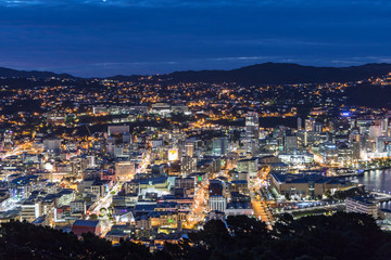 Fototapeta na wymiar Wellington New Zealand City At Night 