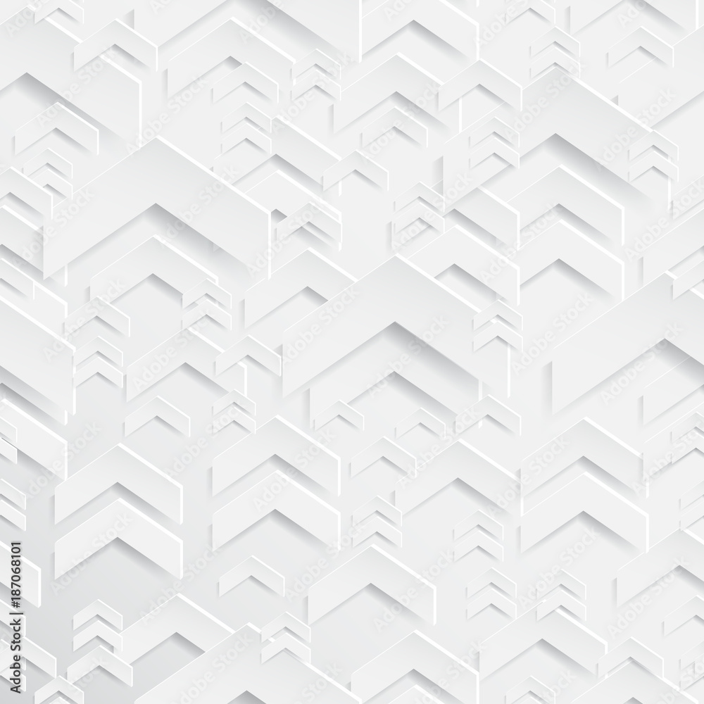 Aufkleber Abstract paper arrows seamless pattern background.Paper art style design on orange background.Vector illustration.