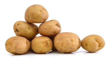 Ripe potatoes isolated on white background
