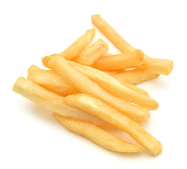 a pile of french fries isolated on white