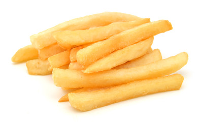 fried potatoes on white background