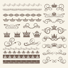 Calligraphic elements for design. Borders, frames and swirls