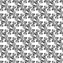 Seamless pattern of hand drawn sketch style coffee beans. Vector illustration isolated on white background.