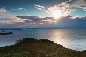  Sunrise on the peninsula on behalf of Krabbe in Japanese sea.